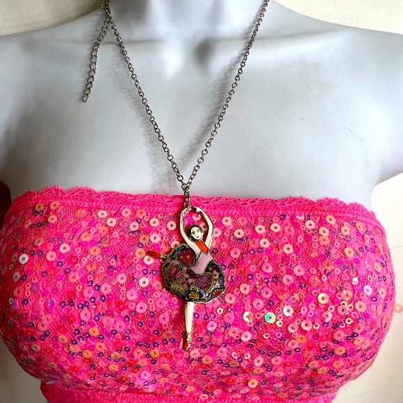 BEAUTIFUL ACRYLIC/METAL BALLERINA NECKLACE - Picture 8 of 10